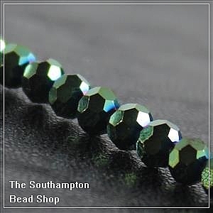 Chinese 4mm Round Crystals - Metallic Green